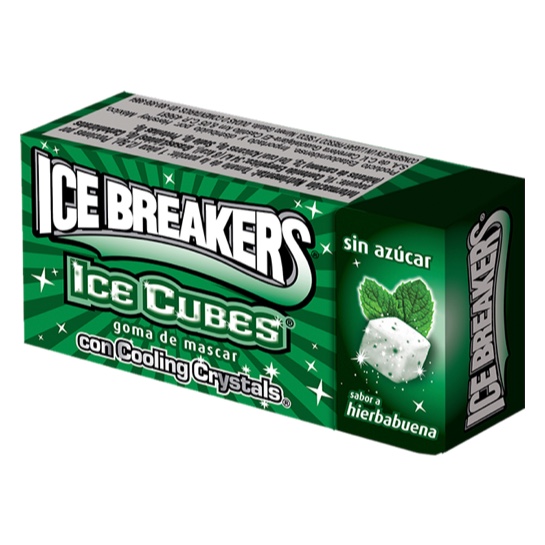 Goma de mascar Ice Cubes Hierbabuena 35g. Display con 8 paquetes